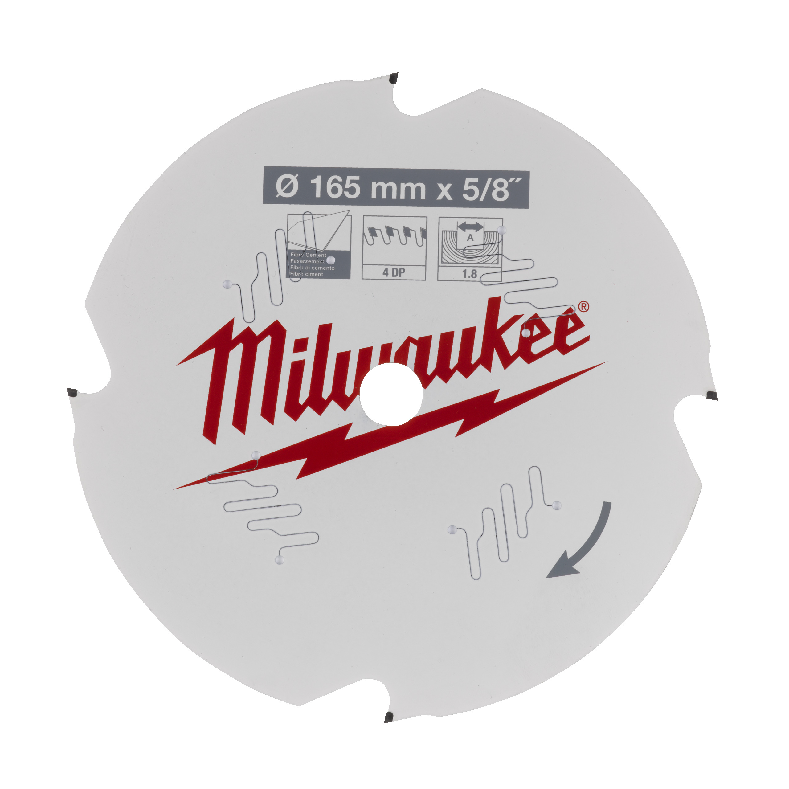 Milwaukee Kreissägeblatt Faserzement für Akku-Handkreissägen 165/15,87 mm Z4 Diamant 4932493217
