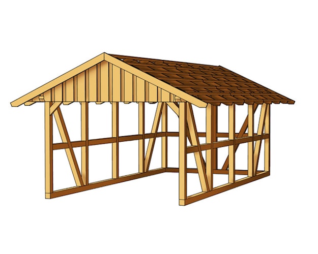 Skan Holz Schwarzwald - Satteldach Einzelcarport Breite 424 cm