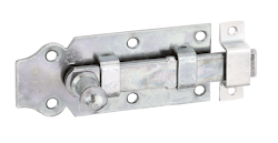 Alberts® Türriegel, mit Knopf, gerade, mit Schlaufe, galvanisch verzinkt dickschichtpassiviert,Platte LxB100x44 mm 115388