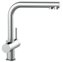 Vorschaubild Kurze Variante - 3 Wege Wasserhahn Küchenarmatur, Edelstahl Massiv mit 360° schwenkbarem L-Auslauf, Gebürstet