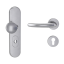 Vorschaubild Griffwerk TITANO Kombi SB_882 ES1 (S2) -Edelstahl matt Kombi-Schutzbeschlag -Knopf/Drücker -mit Griff DESM ULMER GRIFF Klippt.-EM-rund -L-ZA,72mm-38-50