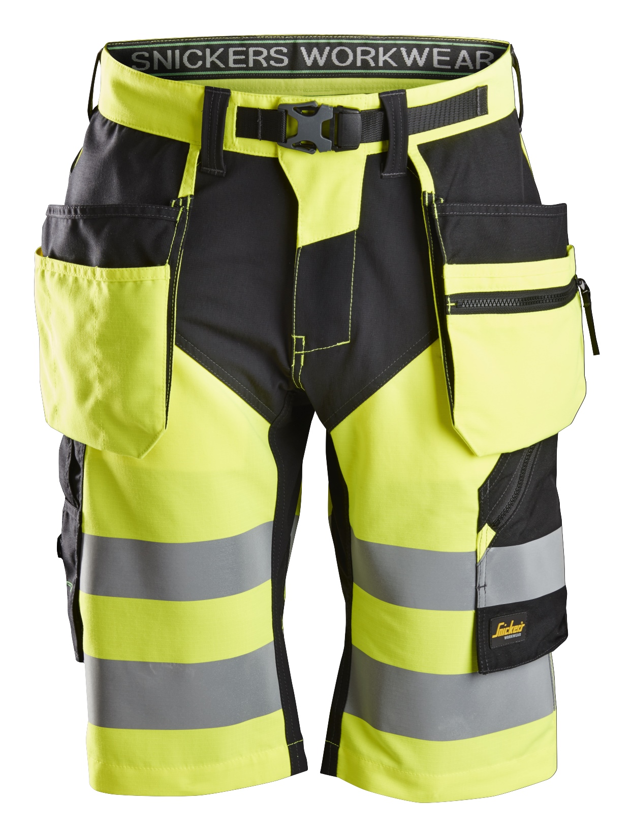 Snickers FlexiWork, High-Vis Shorts+ Holstertaschen, Klasse 1 52 signalgelb-schwarz