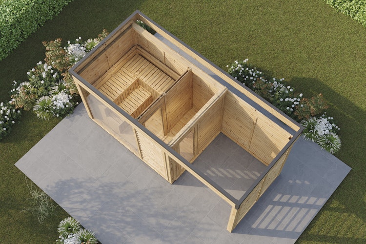 Wolff Finnhaus Saunahaus Sidonia 5323/6323 mit Vorraum & Seitendach