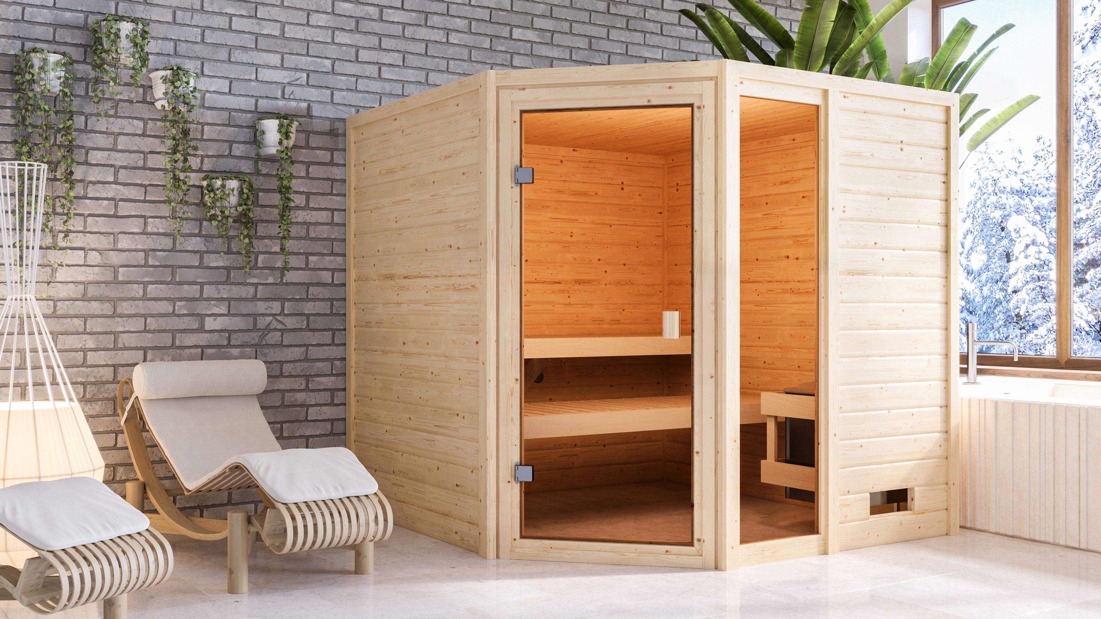 Karibu Woodfeeling Sauna Tabea - 38 mm Massivholz Aktionssauna