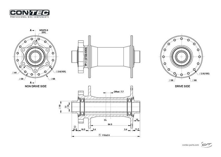 CONTEC Vorderradnabe Core 32 Loch 15 mm schwarz