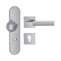 Griffwerk Kombi-Schutzbeschlag TITANO SB_882 mit Griff METRICO PROF 72mm Zylinderabdeckung Tür 38-50mm R METRICO PROF eckig Edelstahl matt