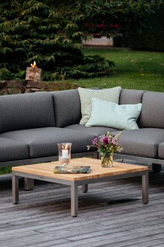 Diamond Garden Lounge Eckmodul GOMERA Sun & Rain, Edelstahl / Tuvatextil (100 % Polyacryl) Schwarz/Silber