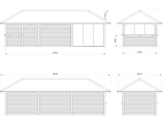 Palmako Pavillon Bianca 24,9 m² Set 515 Slide Plus mit Isolierglas-Schiebetüren