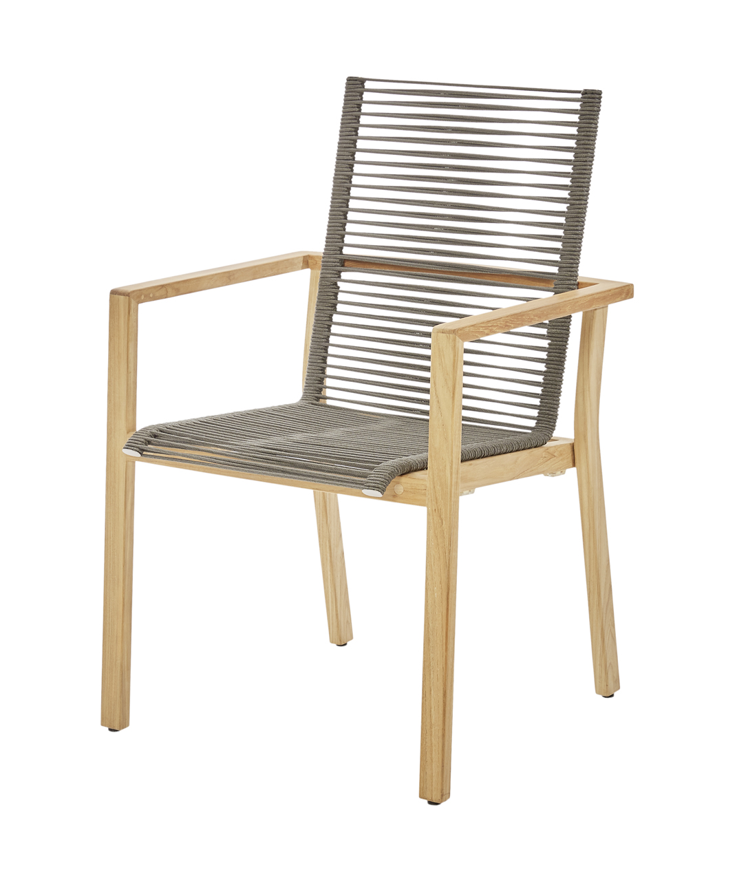 Diamond Garden Stapelstuhl ATLANTA, Premium Teak / Rope Grau