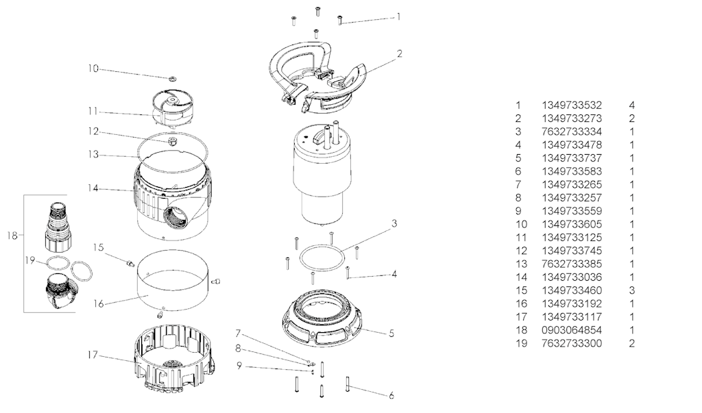 Explosionszeichnung Ersatzteile