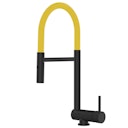 Vorschaubild Wasserhahn Vorfenster Küchenarmatur, Umklappbar 6 CM, mit 360° schwenkbarem Auslauf, abnehmbare 2 strahl Handbrause, Schwarz Matt / Gelb