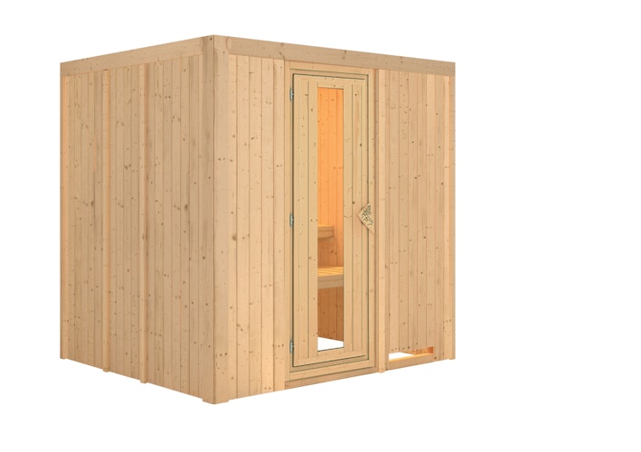 Karibu Sauna Daria - 68 mm Systemsauna - 230 Volt Plug & Play inkl. gratis Sauna-Zubehörset im Wert von 234,94 €