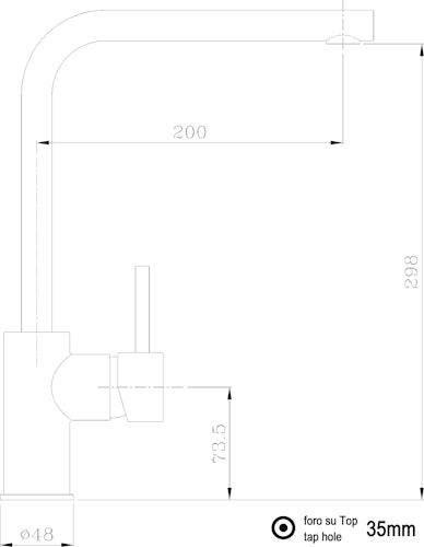 Wasserhahn Küchenarmatur, SAM, mit 360° schwenkbarem L-Auslauf, Verchromt
