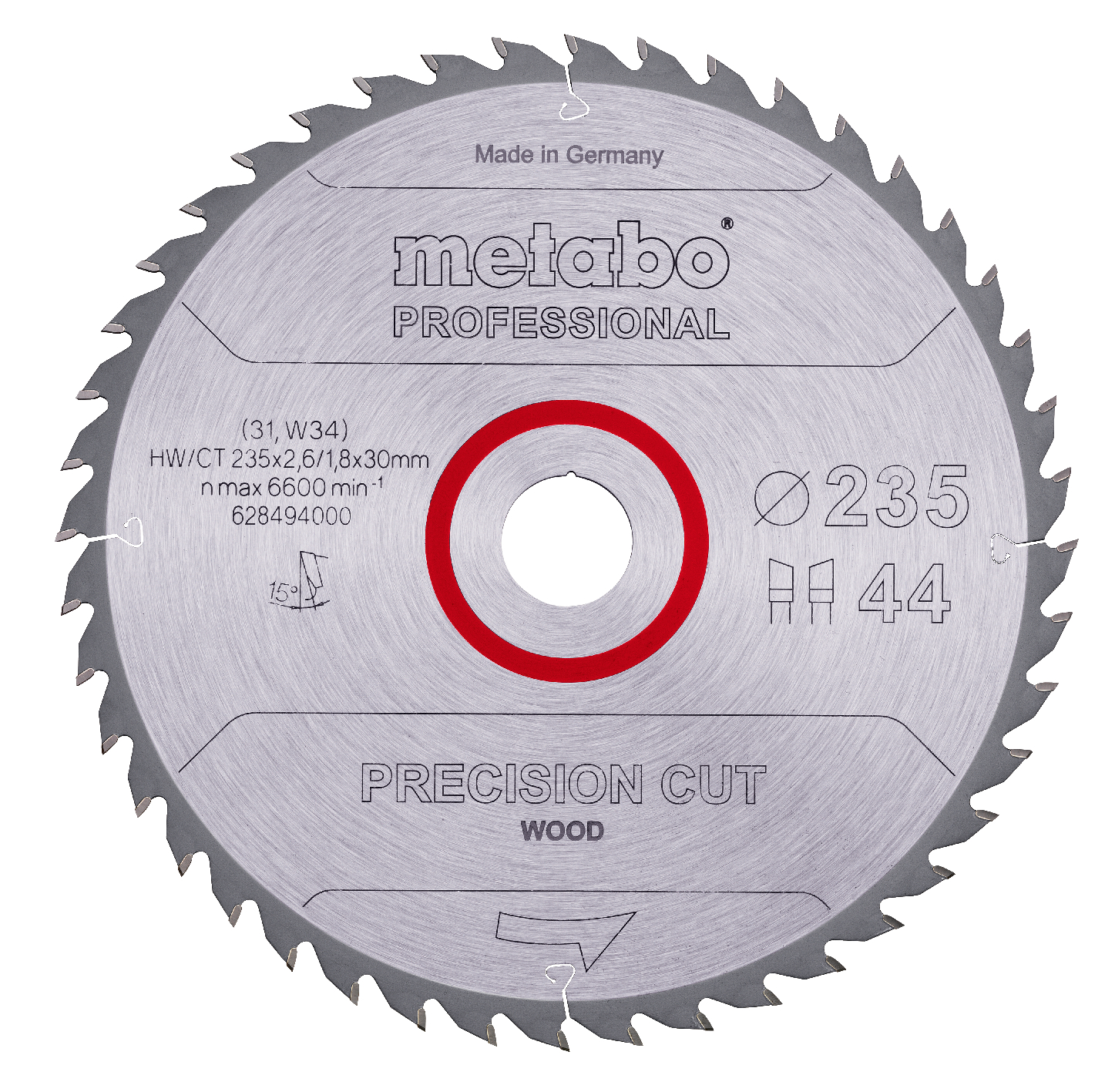 Metabo Sägeblatt "precision cut wood - professional"235x2,6/1,8x30Z44 WZ 15°