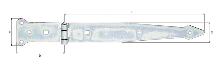 Alberts® Werfgehänge, galvanisch verzinkt dickschichtpassiviert, Scharnier LxB 63x101, Band LxB 300x45 mm 315344