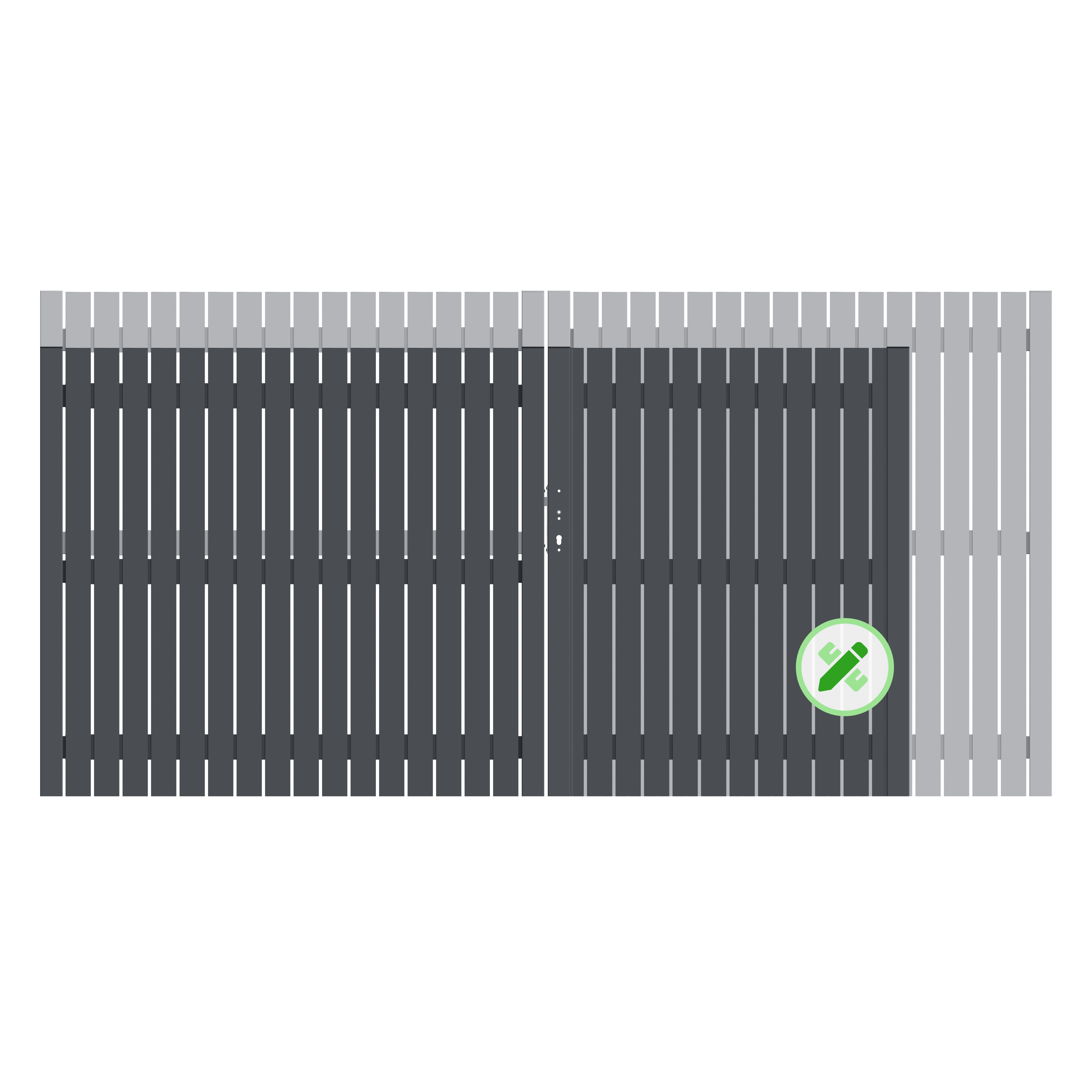 TraumGarten Alu-Doppeltor Squadra auf Maß Silber