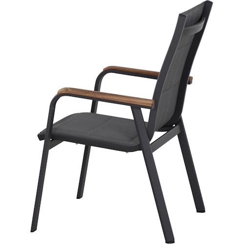 Siena Garden Stapelsessel TESORO padded, Aluminium Anthrazit / Kunststoffgewebe Royal Grey - Abverkauf