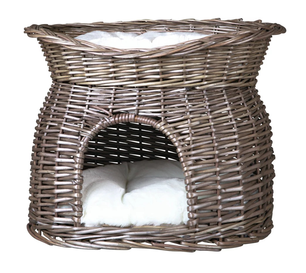 TRIXIE Korbhöhle mit Liegedach, Weide, 54 × 43 × 37 cm, grau