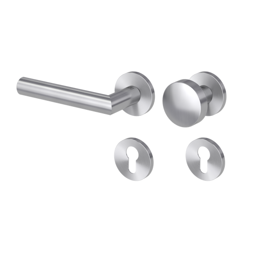Griffwerk Wechselgarnitur VAYA 128 LUCIA fast2fix Fast2Fix GK3 Rosetten rund Knopf R2 Edelstahl matt L 