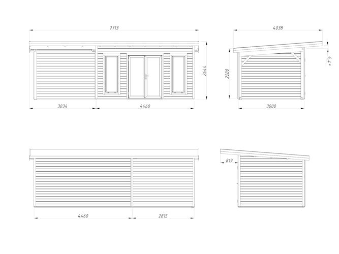 Palmako Gartenhaus Aurelia 12,7+7,9 m² - 44 mm
