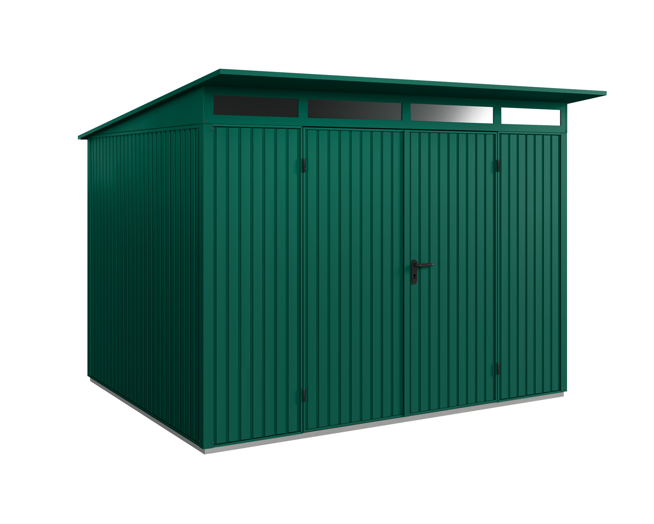 Hörmann Metall-Gerätehaus EcoStar Premiumline mit Pultdach B 302,8 x 238 cm (Typ 3), Motiv Modern (mit schmalen Lamellen...