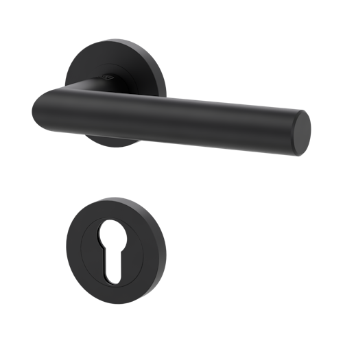 Griffwerk LUCIA PROFESSIONAL PVD+ Schraubtechnik GK3 Rosetten rund Profilzylinder Graphitschwarz PVD+