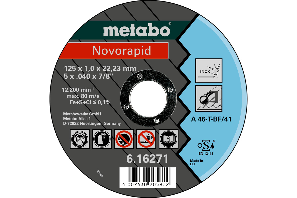 Metabo Novorapid 125 x 1,0 x 22,23 mmInoxTrennscheibegerade Ausführung
