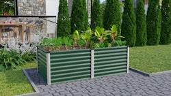 Vitavia Hochbeet Meta 96 x 188 cm rechteckig - 950/1300 l 63 cm Seegrasgrün mit alufarbenen Profilen