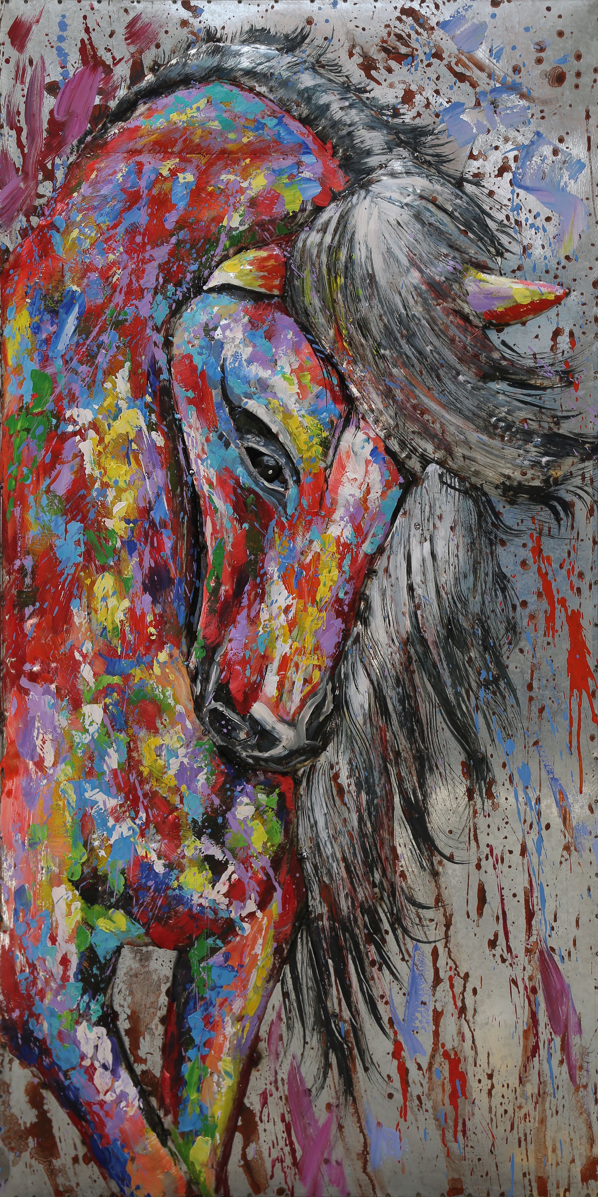3D Metallbild Pferd 140,5 x 70,5 cm, Stahlblech