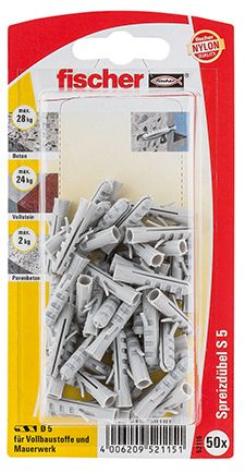 FISCHER Dübel S 5 Nylon 5 mm GK (50 Stück)