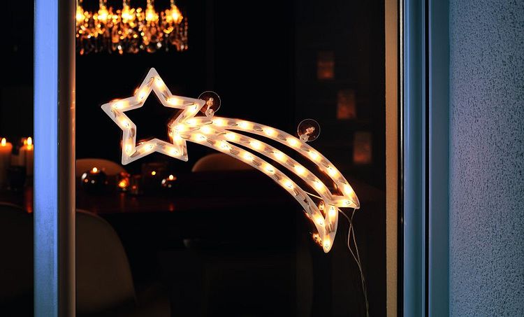 Konstsmide Weihnachtsbeleuchtung  LED Fenstersilhouette Komet 35 warmweiße Dioden