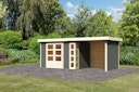 Karibu Woodfeeling Gartenhaus Kerko 3/4/5 mit 240 cm Schleppdach/Seiten- und Rückwand