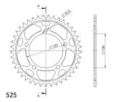 Supersprox Stahl-Kettenrad 525 40Z (Schwarz)