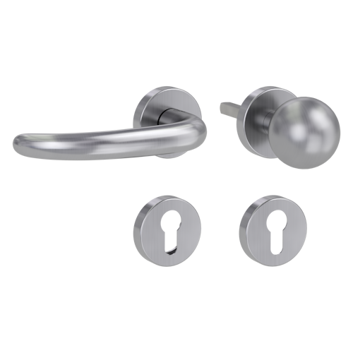 Griffwerk ULMER GRIFF Klipptechnik | DESIGN MANUFAKTUR FS Panik -Edelstahl matt  Rosettengarnitur -Klippt. R4 -WL -Stift 9mm -TS 38-50mm