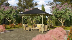 Karibu 4-Eck Pavillon Sevilla kesseldruckimprägniert Sparset inkl. Dachschindeln