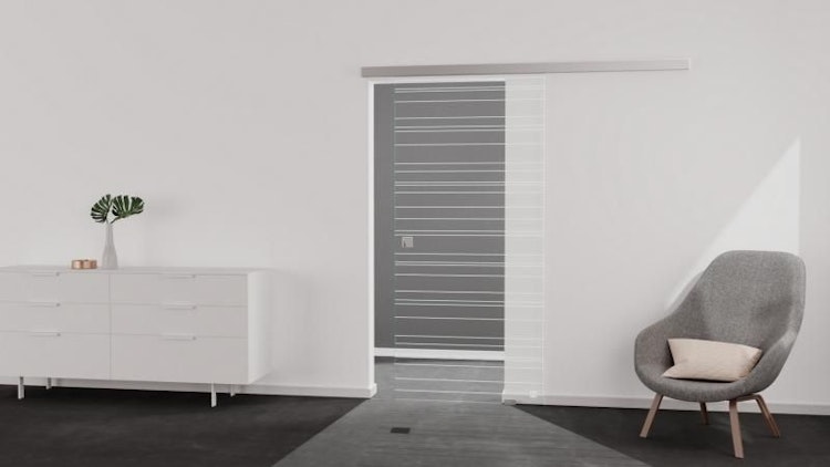 Griffwerk Glasschiebetür (ESG) LINES 814 ESG PURE WHITE klar 935x2058x8mm