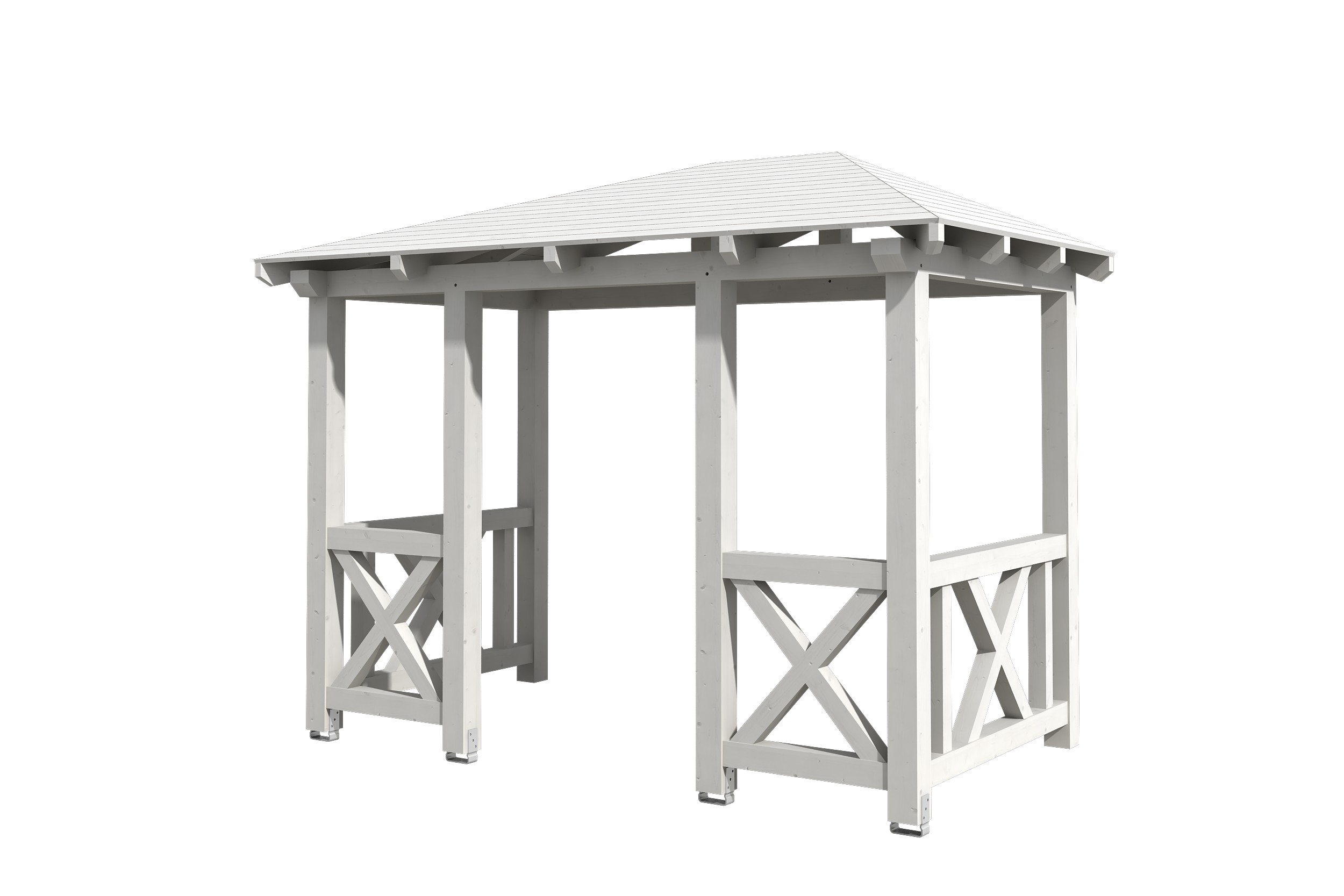 Skan Holz Walmdach Vordach Doppeltür Wismarweiß Typ 7