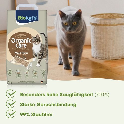 Biokats Organic Care Wood Fibres 11,4kg Premiumkatzenstreu
