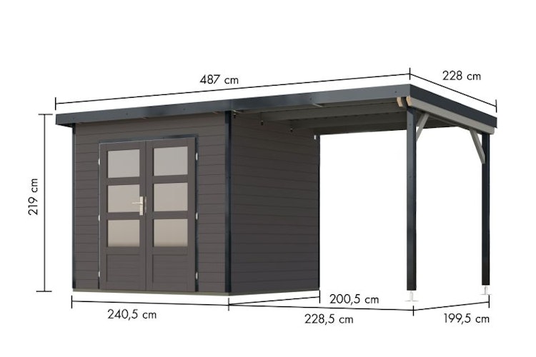 Karibu Metall-Holzgartenhaus Hybridhaus Pluto A/B - 28 mm/0,5 mm