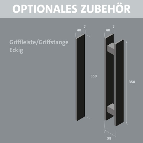 Flexo Griffleiste/Stange 350 x 40mm, eckig