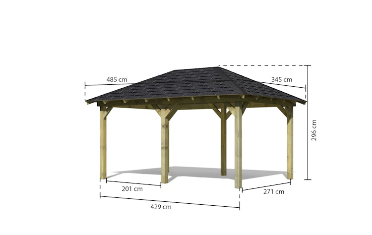Karibu 4-Eck Pavillon Perida kesseldruckimprägniert Sparset inkl. Dachschindeln