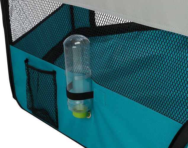TRIXIE Freilauf mit Netz/Boden, Meerschwein., Polyester, ø 130 × 55 cm, türkis/hellgrau