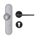 Vorschaubild Griffwerk TITANO Kombi SB_882 ES1 (S2) -Edelstahl matt Kombi-Schutzbeschlag -Knopf/Drücker -mit Griff REMOTE -GSC -rund -R -ZA, 72mm -TS 38-50