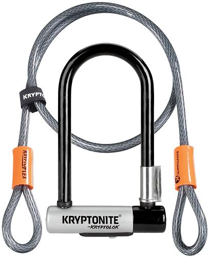 KRYPTONITE Bügelschloss Kryptolok Mini-7 schwarz/grau 8,2" inkl. 120 cm langem Kryptoflex Schlaufen