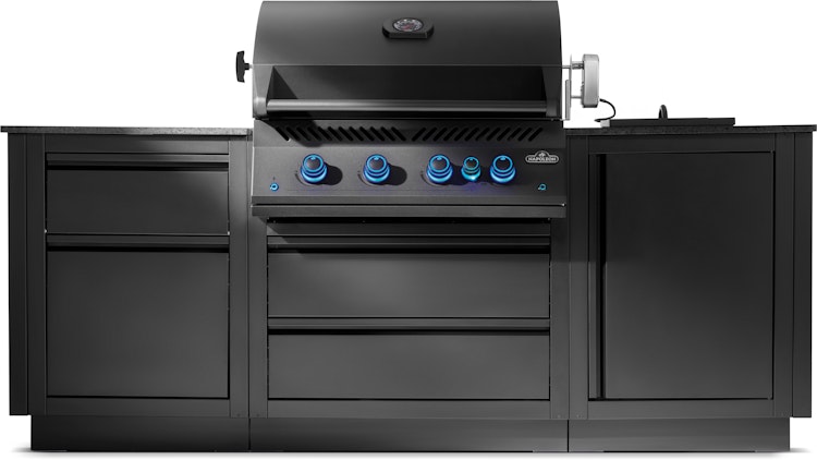 NAPOLEON Gasgrill Oasis Compact 105, Mattschwarz, mit BIG32-1 und Einbau SIZZLEZONE