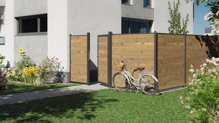 TraumGarten SYSTEM Holz Thermo Massiv Zaun-Anschluss-Set 91 x 184 auf 94