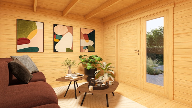 Weka Design Gartenhaus Pure Garden Amberley mit Design-Doppeltür - 28 mm