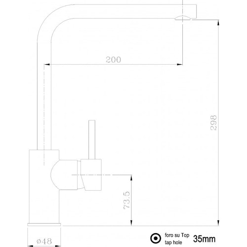 Wasserhahn Küchenarmatur, SAM, mit 360° schwenkbarem L-Auslauf, Verchromt / Zement Granit