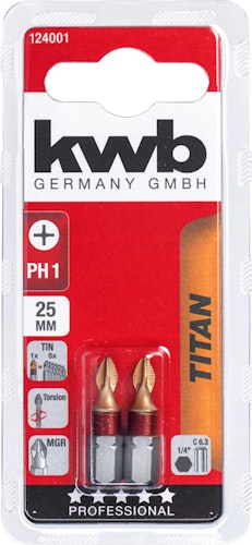 kwb 2 Bits 25mm PH 1 Titan SB 124001