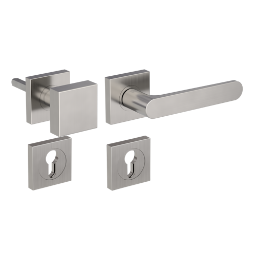 Griffwerk AVUS GK4 -Samtgrau Rosettengarnitur -Schraubtechnik -eckig -Knopf Square -WR -TS: 38-45mm